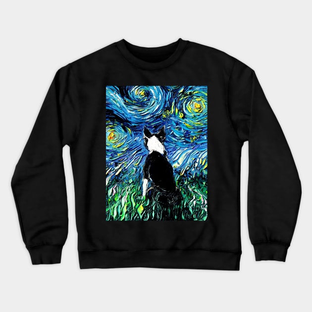 Boston Terrier Starry Night Crewneck Sweatshirt by sagittariusgallery